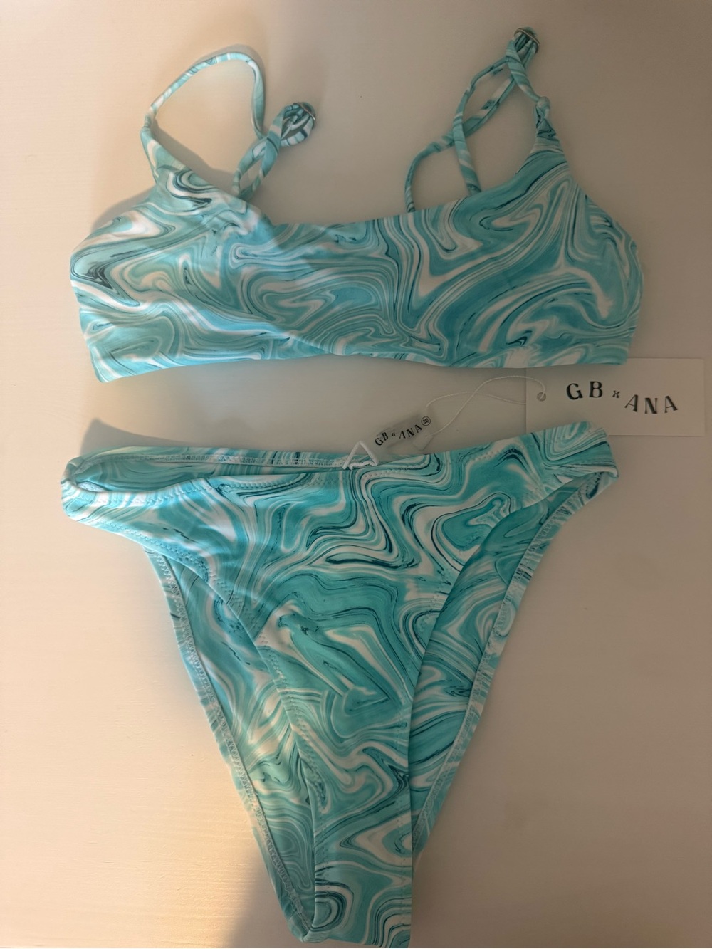 Grey Bandit x Ana Women's Aqua Marble Bikini Set - Teal/White